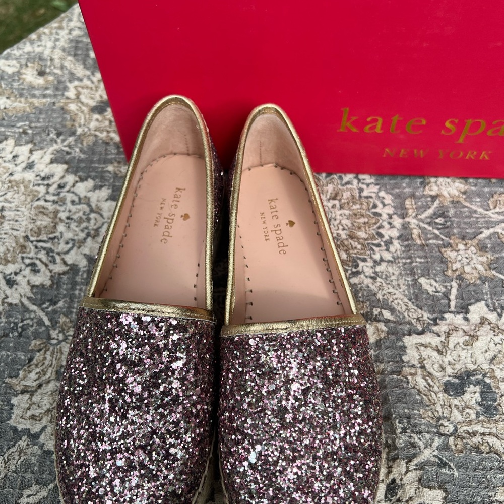 NWB - Kate Spade Rose Gold Glitter Espadrilles - Size 6 - Picture 13 of 14